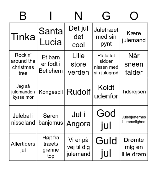 Musik - Jul Bingo Card