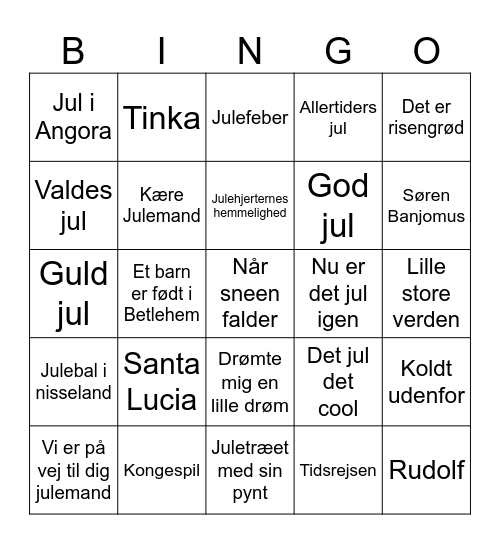 Musik - jul Bingo Card