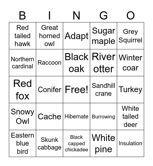 Winter Bingo Card