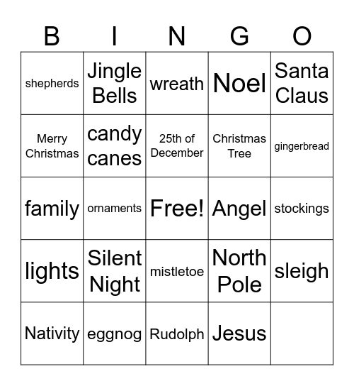 Christmas Bingo Card