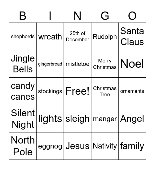 Christmas Bingo Card