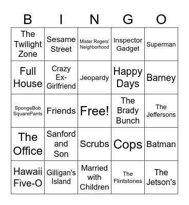 TV Show Theme Songs 4 Bingo Card
