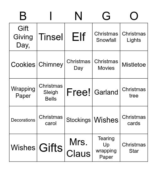 ATP Holiday Bingo Card