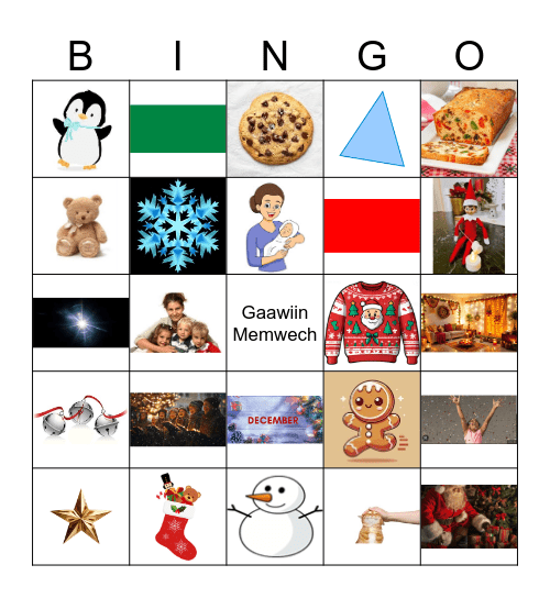 Gichi-Anama'ewigiizhigad (Christmas) Bingo Card
