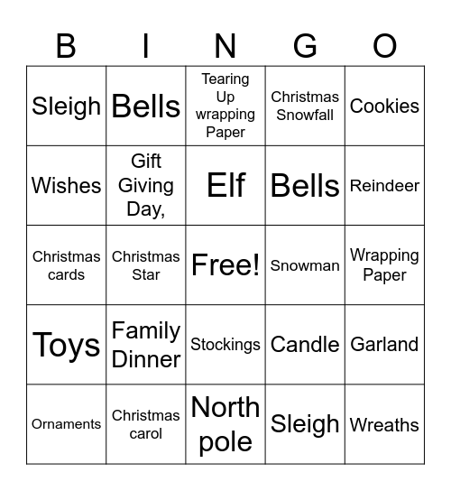 ATP Holiday Bingo Card