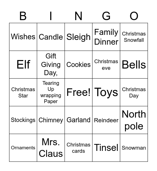 ATP Holiday Bingo Card