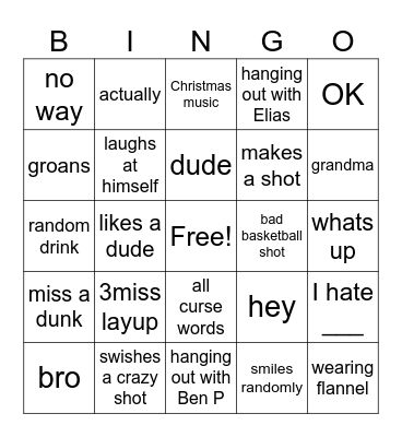 Cam BINGO Card