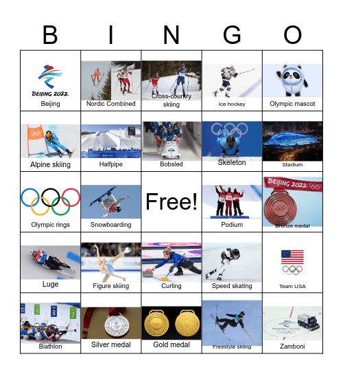 Winter Olympics Bingo Card