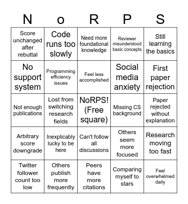 NoRIPS 2024 Bingo Card