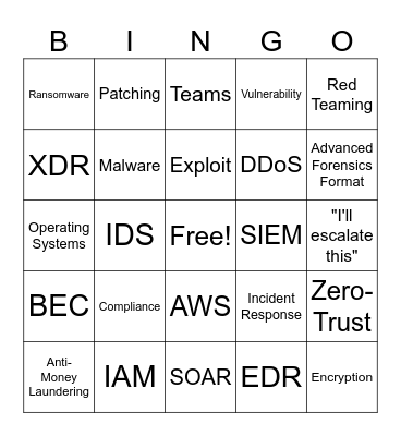Tech Bingo Card