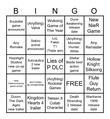 Game Awards 2024 (By Margon) Bingo Card