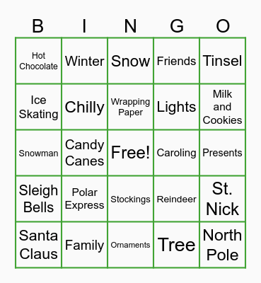 Holiday Bingo Card