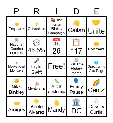 Spectrum Celebration! Bingo Card
