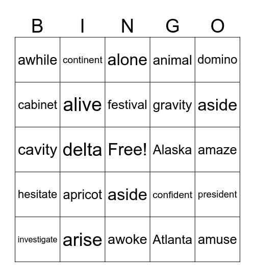Step 5.5 Bingo Card