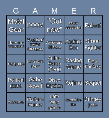 The Game Awards 2024 Bingo Card