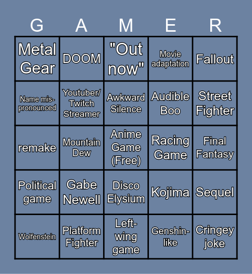 The Game Awards 2024 Bingo Card