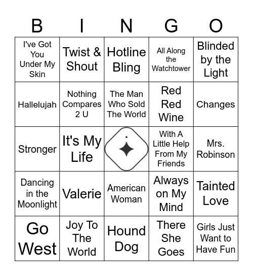 Music Bingo: Undercover🥸🕵️‍♀️ Bingo Card