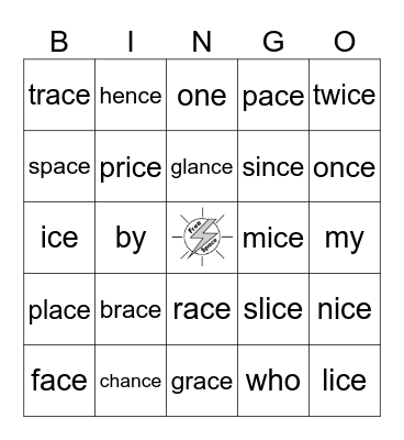 Lesson 60: _ce /s/ Bingo Card