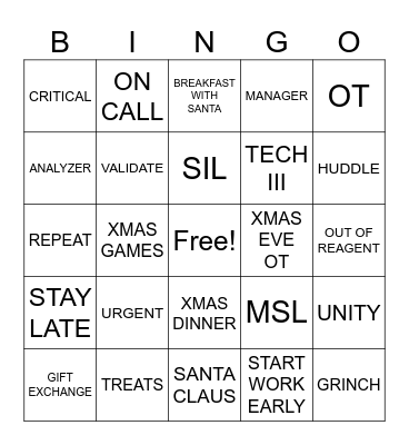 LAB XMAS BINGO Card
