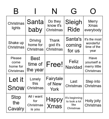 Kerstbingo Card
