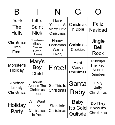Sparks' Christmas 2024 SINGO Bingo Card