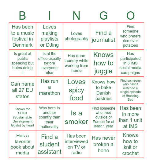 IMS GALA BINGO! Bingo Card