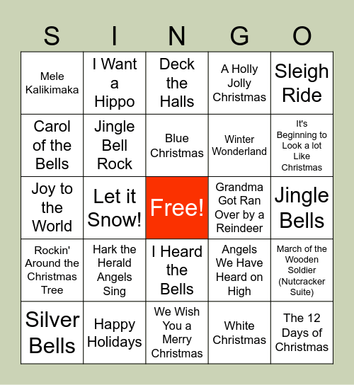 Ladies of Grace Singo Bingo! Bingo Card