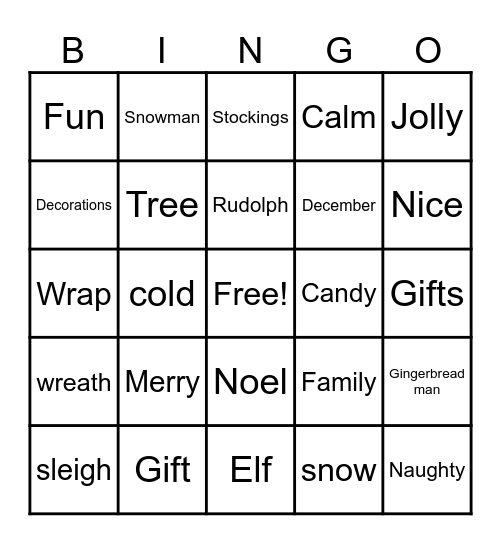 Robertson XMAS Bingo Card