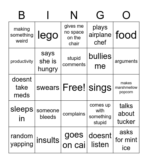 k Bingo Card