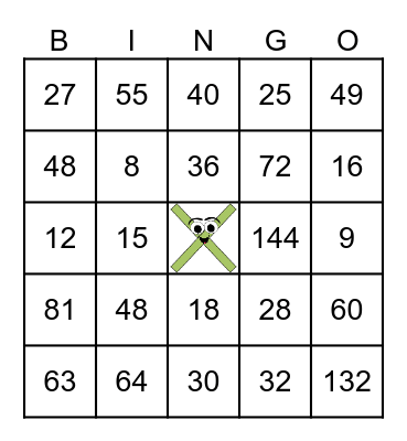 Multiplication BINGO Card