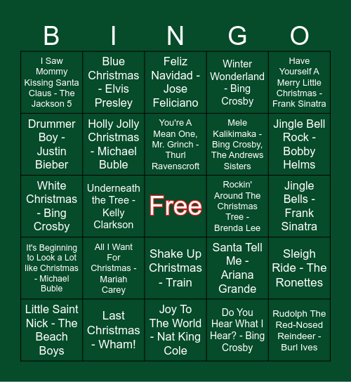 MYCA Holiday Bingo! Bingo Card