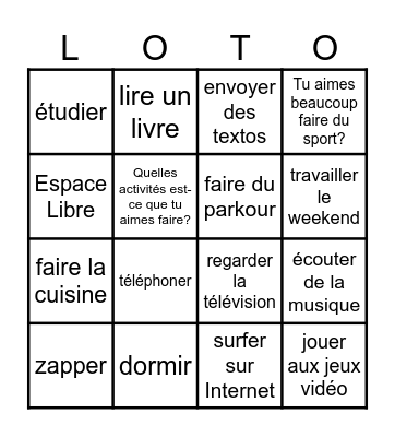 TB1 2B Encore des passe-temps Bingo Card