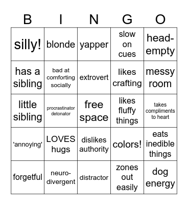 Goob kinnie bingo Card