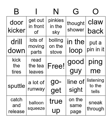 PNW Corporate Bingo Card