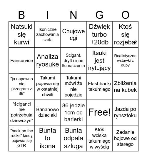 Bingo inicjały D Bingo Card