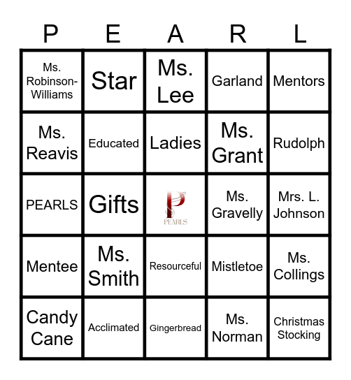 PEARLS CHRISTMAS BINGO Card