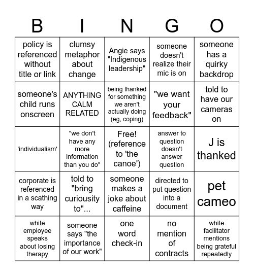 CIRCLE Bingo Card