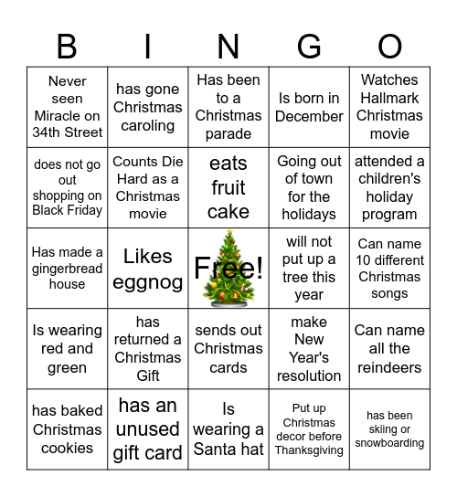 Christmas Bingo Card