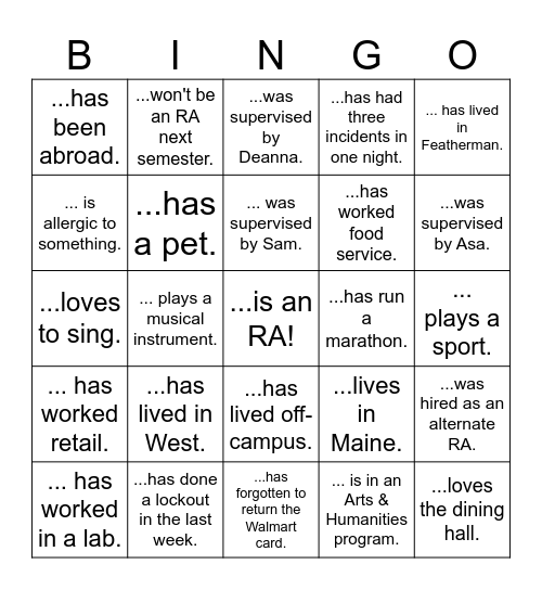 Happy Housing Holiday Bingo Card