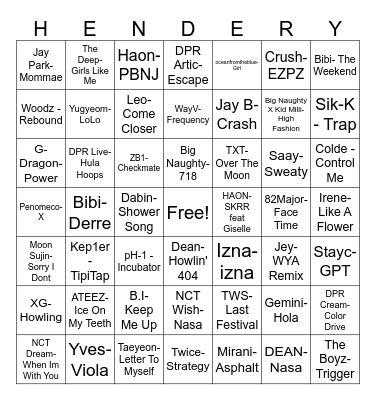 Songs Bingo Card