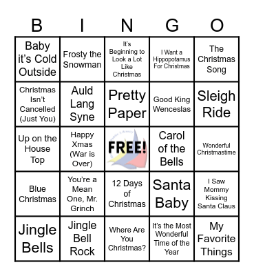 Holiday Songs Today Bingo Card