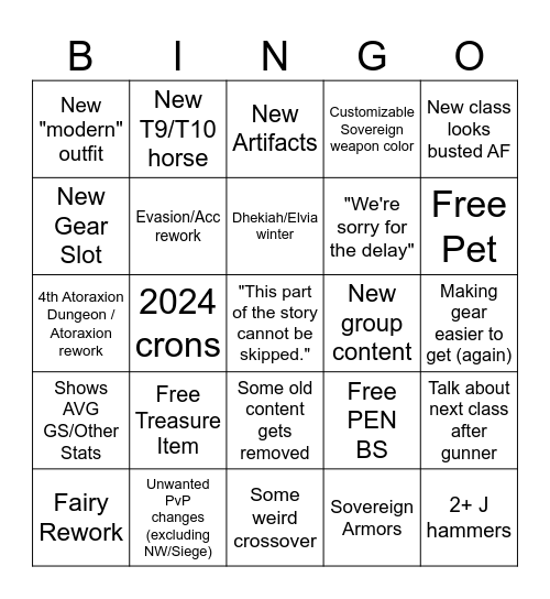 Copium Ball Bingo Card