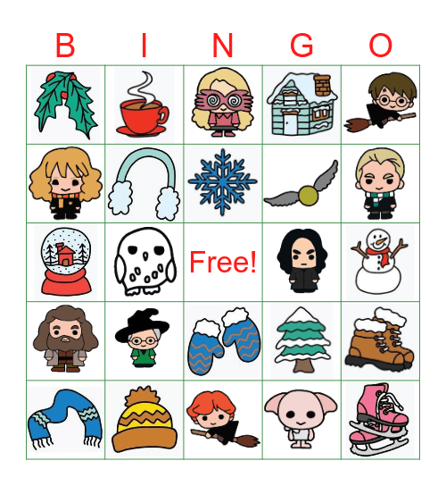 Harry Potter Winter Bingo Card