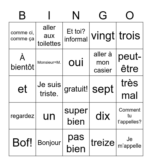 Julian Kaczorek Bingo Card