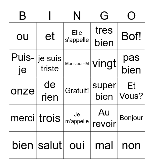 Danny Ganess Bingo Card