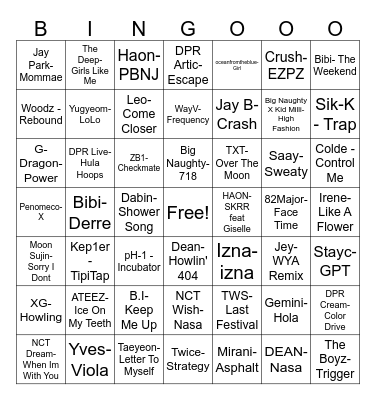 Songs Bingo Card