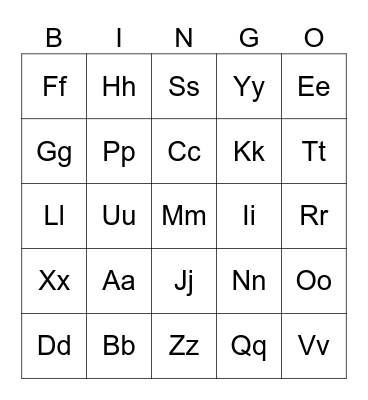 Alphabet Bingo Card