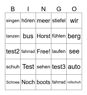 Test Bingo Card