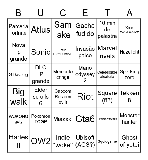 TGA 2024 Bingo Card
