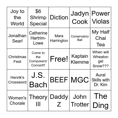Christmas Bingo! Bingo Card